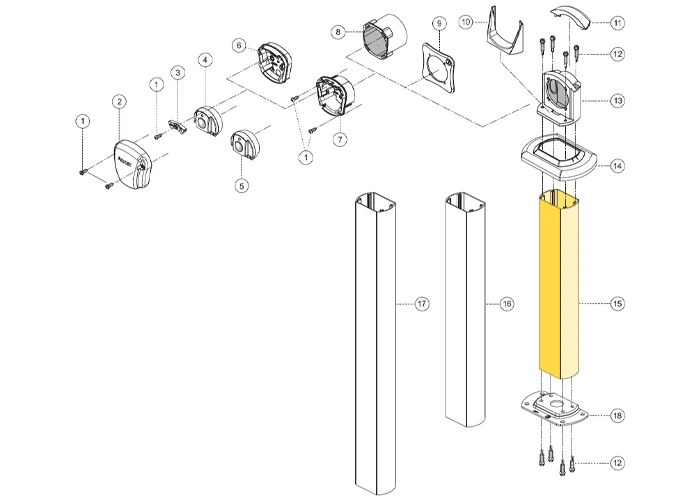 fadini pièce détachée colonnette en aluminium extrudé hauteur 500 pour fit 55 55015