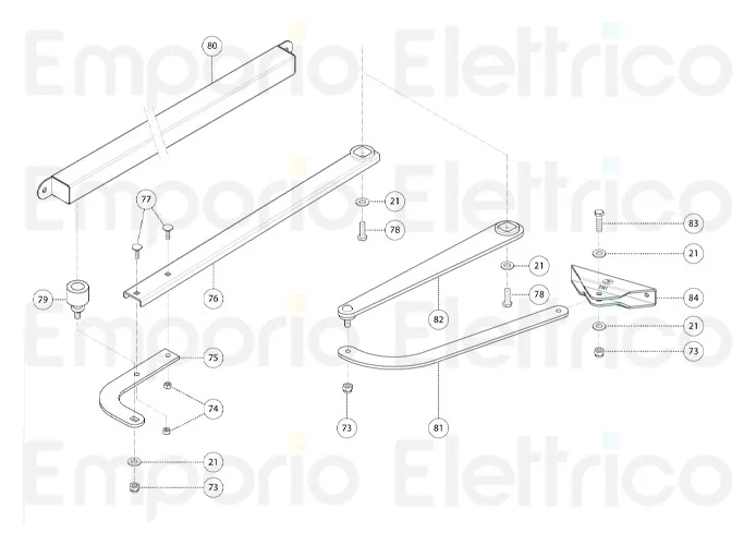 fadini pièce détachée fixation du bras sur le vantail pour bart 350 35084