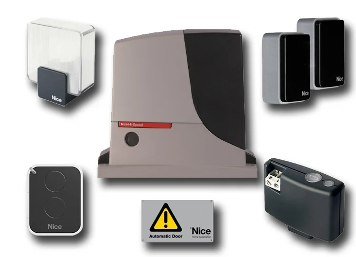 nice kit d'automatisation de portail coulissant irréversible 600 kg 24 Vdc robus rb500hskce