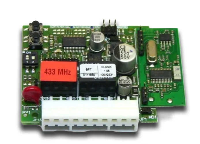 bft récepteur 2 canaux enfichable 433 mhz clonix 2 2600152 d111662