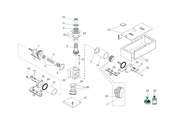 faac page pièce détachées pour moteur vérin 750 180°