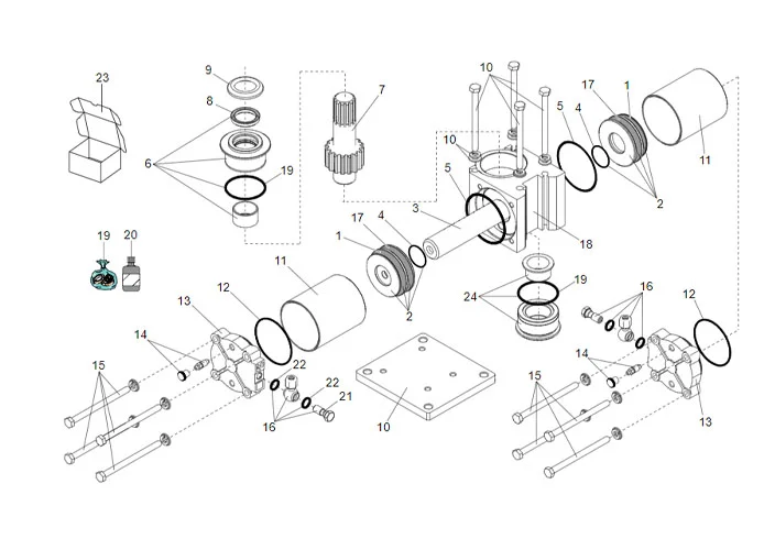 faac page pièce détachées pour moteur vérin 750 180° cp