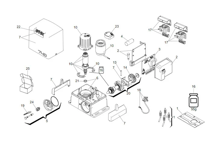 faac page pièces détachées pour moteur 740 230v