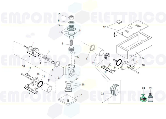 faac page pièces détachées pour moteur vérin 750 100°