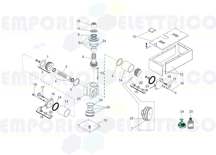 faac page pièce détachées pour moteur vérin 750 180°