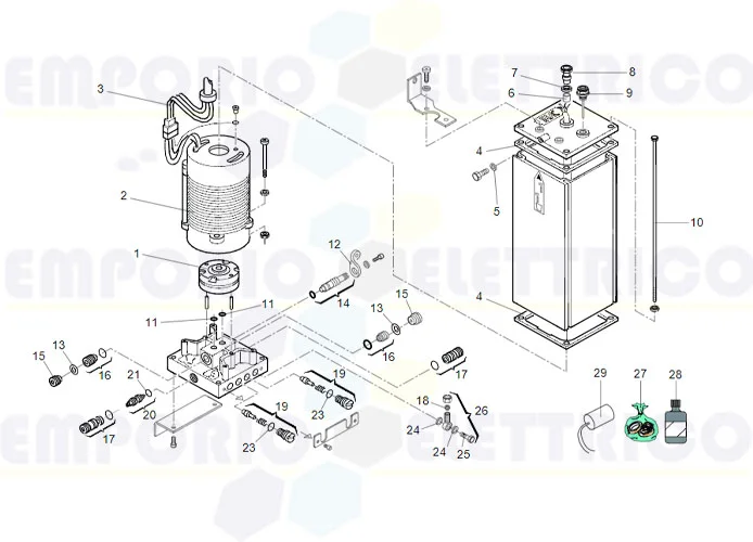 faac page pièces détachées pour centrale hydraulique 750 sbs