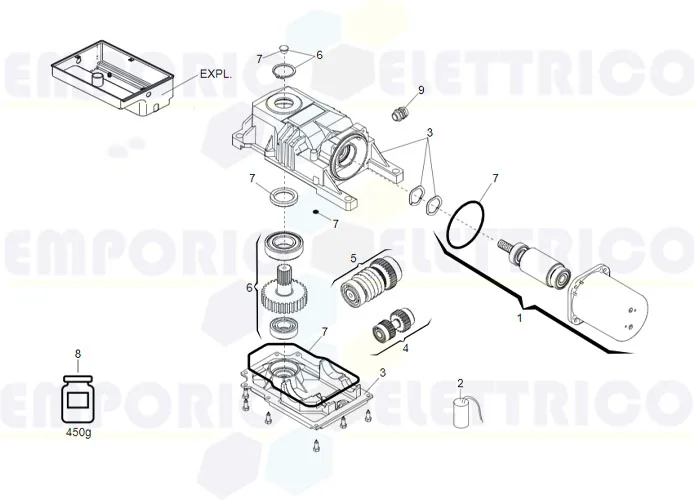 faac page pièces détachées pour moteur 770 230v